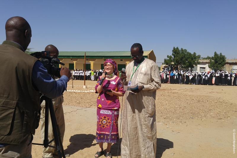 굿네이버스 차드 가가난민캠프 내 학교 신축 완공식 진행 모습