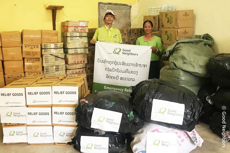 라오스 홍수 피해 긴급구호 현장 모습