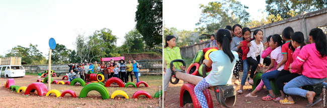 베트남 마이쩌우 지역에 설치된 업사이클링 놀이터